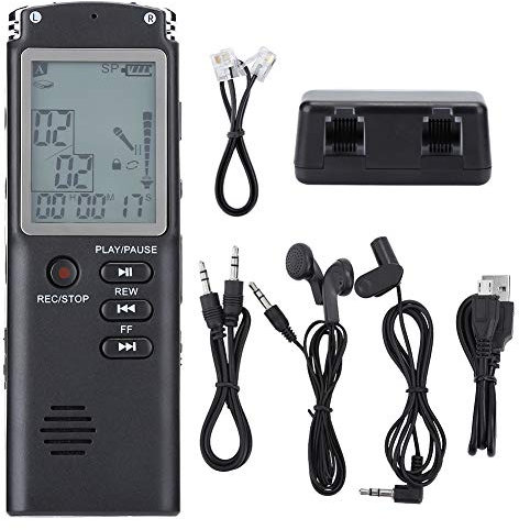 VIFERR Digital Voice Recorder 16GB/32GB Sound Audio Recorder USB Rechargeable Dictaphone Recording Device with MP3 Player Microphone for Lecture Meeting (16GB)