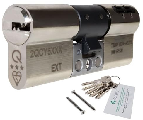 Nickel, 45/35 (80mm) greenteQ Orion TS007 3-Star Anti-Snap Euro Cylinder Lock Door Barrel