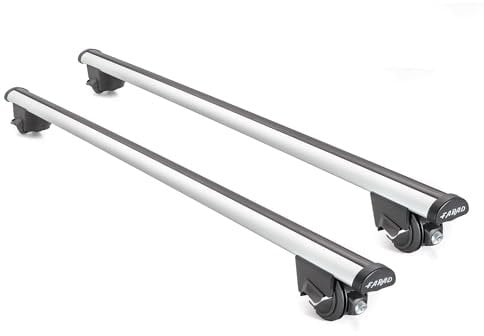 OMAC Dachträger Grundtäger kompatibel mit VW Touran mk2 2015-2025 ABE Aluminium 100kg Silber 2tlg Geschlossene Reling für Fahrradträger, Dachboxen, Skiträger Schwerlast-Abschließbar