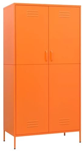 vidaXL Kleiderschrank Orange 90x50x180 cm Stahl