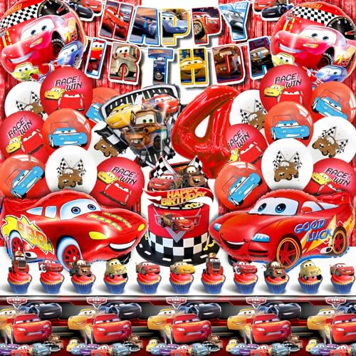Car Luftballon, Car Folie Ballons, Car Deko Car Geburtstag Auto, Car Geburtstagsdeko Set, Car Luftballons, Car Dekoration Geburtstag,Car Happy Birthday Banner für 4 Jahre Jungen Kinder