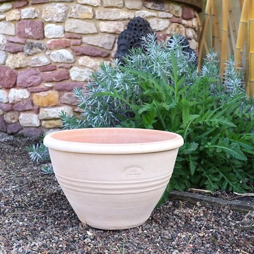 Palatina Werkstatt Vaso in terracotta Veronica, 40 cm, 100% terracotta, fatto a mano, per giardino e interni, robusto ed elegante in ogni stagione