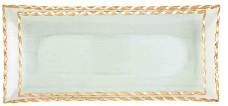 Mud Pie Set di vassoi in vetro con bordo dorato, piccolo 15,2 x 33 cm | grande 17,8 x 38,1 cm