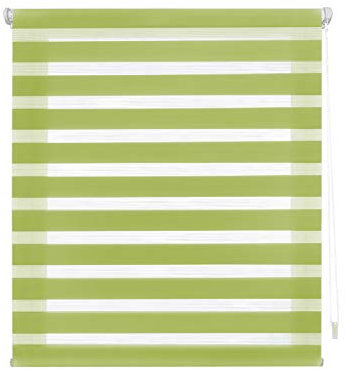 Decorblind | Estor Enrollable Doble Capa Sin Herramientas y Sin Taladrar, Medida: 37x180 - Estor Noche y Día Color Pistacho, Estores para Ventanas
