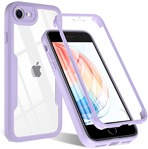 OWKEY iPhone SE 2020 Case, iPhone SE 2022/8/7 Case, 360° Full Body, Purple | With Built-In Screen Protector, Shockproof Protective Phone Cover for iPhone SE/8/7 3rd 2nd Gen