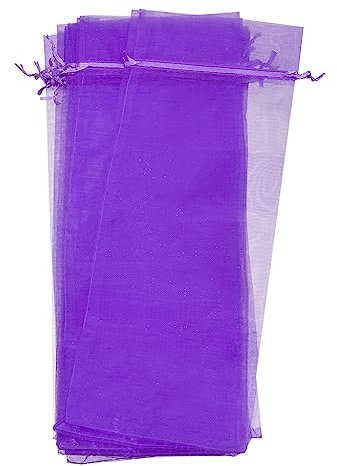 sourcing map Sacchetti di vino in organza, sacchetti per vino in organza con coulisse, sacchetti regalo per bottiglie di compleanno, festa di nozze, Viola, 1 count (Pack of 12), moderno