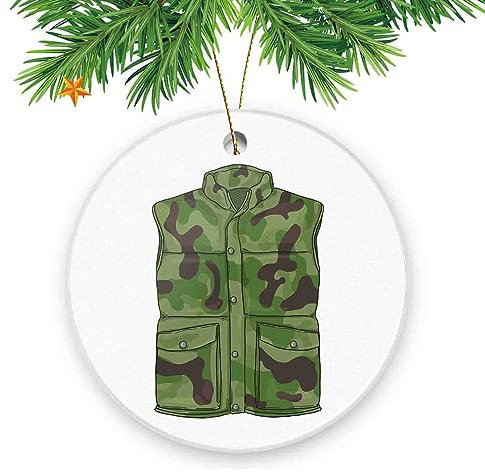 Weihnachtsschmuck für Familie, militärische getarnte Uniform, lustiges Keramik-Andenken, Weihnachtsbaum-Dekoration