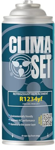 ClimaSet Gas aria condizionata auto -Sostituisce il refrigerante gas R1234yf per condizionatore - kit ricarica clima auto - ricarica aria condizionata auto dopo il 2016-1 x bombolette gas da 170 g