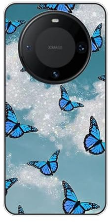 KARTXITAI Cover Compatibile con Huawei Mate 60 Pro Custodia Trasparente Slim in Silicone TPU con Assorbimento degli Urti e Anti-Graffio-Farfalla blu