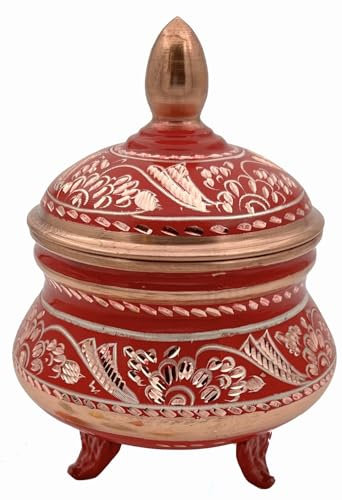 vensila Sugar Bowl with Lid, Copper Handmade Patterned Sugar Container for Coffee Bar, Home and Kitchen Decor Candy Jar Decorative Sugar Dispenser Bowl