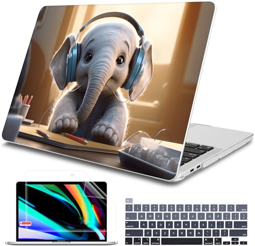 Tuiklol MacBook Pro 13 Zoll Hülle 2022 2021 2020 | Modell M2 / M1 A2338 A2289 A2251, Hartschalenhülle mit Touch-Bar, passend für Touch ID und Retina-Display, Elefant