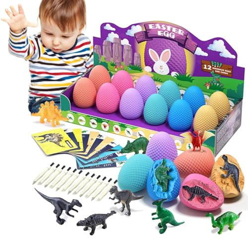 Dinosaurier-Eier Ausgrabungsset, Dinosaurier-Ausgrabungsset – Ostereier Dino mit Dinosauriern im Inneren | Lernpaket mit 12 lustigen Dinosaurier-Eiern, Aktivitäten