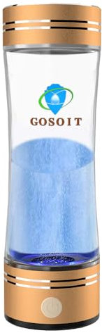 GOSOIT Wasserstoff Wasser Ionisator Alkalischer basischen Wasser Flasche Wasserstoffgenerator mit SPE PEM Technik (Gold)