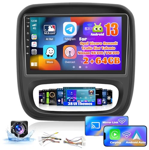Inefala 2+64G Android 15 CarPlay Radio para Opel Vivaro Renault Trafic Fiat Talento Nissan NV300/VW300, Pantalla Táctil de 9 Pulgadas con CarPlay y Android Auto, Soporte Navegación GPS Mirror Link AHD