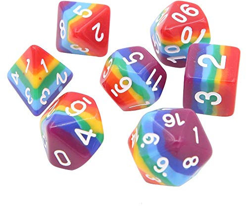 Spielwürfel für Dungeons und Dragons DND RPG MTG, Polyester, D20, D12, D10, D8, D6, D4, Kartenspiele