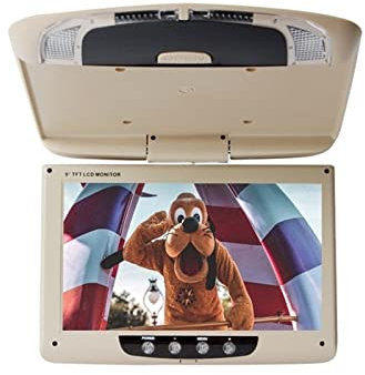 Lecteur DVD portable pour lecteurs vidéo d'appuie-tête de voiture Moniteur de voiture AV 9/11 pouces 12-24V moniteur de montage sur toit de voiture écran LCD affichage de plafond rabattable LED entrée
