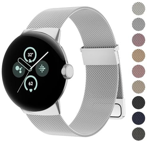 Metal Strap for Google Pixel Watch 3 41mm /Pixel Watch 2/1 for Women Men, No Gap Stainless Steel Replacement Wristband for Pixel Watch 2nd/ 1st