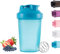 Protein Shaker Bottle, Shaker with Stainless Steel Mixing Ball, BPA- and DEHP-free, Dishwasher Safe, Leakproof Flip On Lid, Black, 400 ml(Blue)