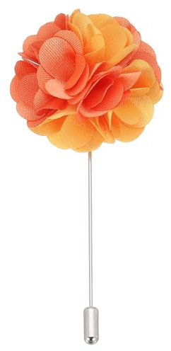 PATIKIL Boutonnière Mariage Homme en Forme de Fleur, Épingle de Revers pour Hommes, Fleurs de Camélia pour Costume de Mariage, Broche d'Anniversaire Remise des Diplômes, Jaune/Orange