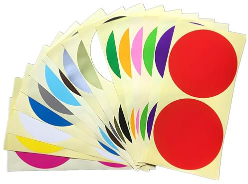 64 Stück bunt Klebepunkte Aufkleber 100 mm Runde Punktaufkleber Farbkodierun Etiketten selbstklebende Markierungspunkte zum Beschriften und Basteln Stickers Round Color Coding Labels (16 Farben)