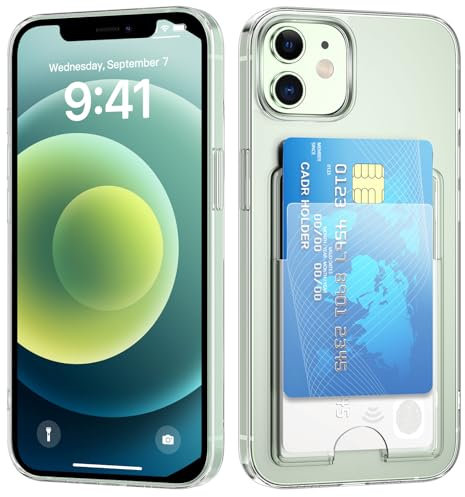 nicekool Custodia per iPhone 12/12 Pro Cover Portafoglio Trasparente con Porta Carte Morbida Silicone Sottile Anti Ingiallimento Slot per Schede Portafoglio Cover Antiurto Case Protettiva