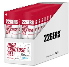 226ERS - High Fructose Gel, Gel Energético para Deportistas, con Maltodextrina y Fructosa, con 100 mg de Caféina, Vegano y Sin Gluten, Aporte Hidratos de Carbono, Sabor Cola, 24 Geles x 80 g