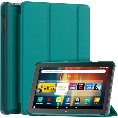 Fire HD 8 Tablet Case (12th/10th Gen, 2024/2022/2020), Not Fit Samsung TCL, TrendGate Slim Light Smart Trifold Stand PU Lether Cover with Auto Wake/Sleep for Fire HD 8/Plus/Kids/Pro Tablet - Emerald