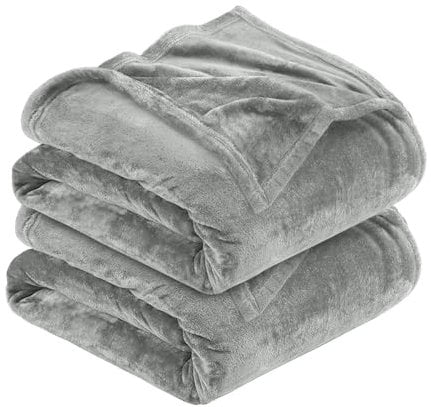 MOONLIGHT20015 Silk Touch Warm 2 Pack Fleece Blankets - 400 GSM Throws for Sofa Fluffy Blanket Bed Throw for Bedroom, Couch, Travel, Kids, Bedroom Accessories Silver, Throw/Single (130 X 150CM)