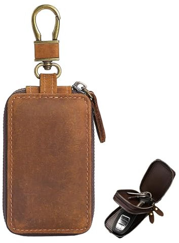 Leder - Doppelreißverschluss, Retro Ledergeldbörse | Leicht zu reinigen und zu pflegen eine kleine mit Münztasche, ideal für Arbeit, Reisen, Einkaufen, Verwendung von Quoten