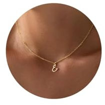 TINGN Herz Kette mit Buchstaben - Kette Gold Damen Mädchen, 14K Vergoldete Herz Halskette Buchstaben E Halskette Initialen Kette Schmuck Gold Frauen, Geschenk zur Geburt Mädchen Geschenke