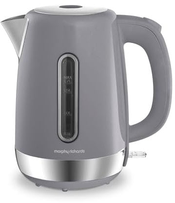 Morphy Richards Equip Jug Kettle, 1.7L, 3Kw Rapid boil, Removable Limescale Filter, Easy View Water Gauge, Stainless Steel Case, Grey, 102787