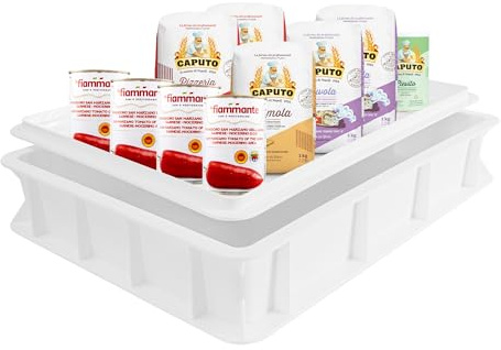 Pizza Lover Gärbox Starterkit Grande Pizzateig Set | Caputo Semola & Pizzamehl & Nuvola + Trockenhefe + San Marzano DOP Tomaten & Pizzaballenbox 30x40x7,5 cm & Deckel + digitales Rezeptbuch