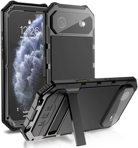 Lunivop For iPhone 17 Air 6.5'' Metal Heavy Duty Military Case Black | Protection with Built in Lens Screen Protector Rugged Stand 360 Full Body Grade Bumper Phone Cases Men 2025