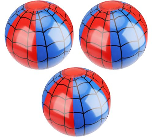SAVITA 3pcs Ballons de Plage en Toile d'Araignée, Ballons de Plage Gonflables Bleus et Rouges en PVC pour Enfants Activité Plein Air Fête Piscine d'Été Jeu Fournitures