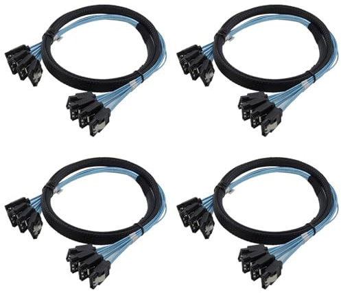 4X SAS Cable Sata Cable de Alta Velocidad 6Gbps 4 Puertos/Conjunto Servidor de 0,5 Metros