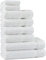 Generico 8 PEZZI Set Asciugamani Bagno Bianchi, Hotel, Cotone, 2 Telo Doccia 100x150cm + 4 Asciugamani 60x110cm + 2 Asciugamani Ospiti 40x60cm, ADATTI casa, hotel, SPA, dormitorio.