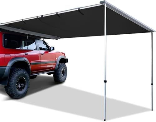 Car Awning, roof Rack Side Awning, Pull-Out Vehicle Awning, car Tent, Outdoor Travel Camping Tent, UV Protection, Wind and Rainproof, Suitable for Campers, SUVs, Trucks Black,1.6 * 2.5m