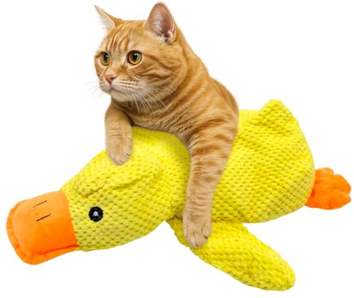 Zatixbu Cute Cat Toys Catnip, Soft Cat Toys Interactive with Organic Catnip for Indoor Cats & Kittens, large Catnip Toys for Cats for Teeth Cleaning, Plush Duck Design Dental Health Benefits