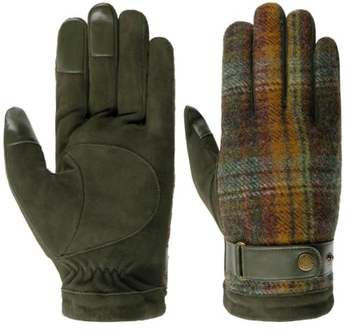 Stetson Oakdale Lederhandschuhe Ziegenleder Karomuster Herren Winter gefüttert oliv 9 HS