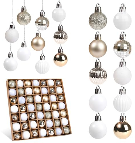 Klein Weihnachtskugeln Set,49 Stück Mini Weihnachtskugeln Rot Weiß Grün Blau 3CM,Christbaumkugeln Kunststoff Klein,Baumschmuck Weihnachten Bruchsicher,Weihnachtsbaum Kugeln Set
