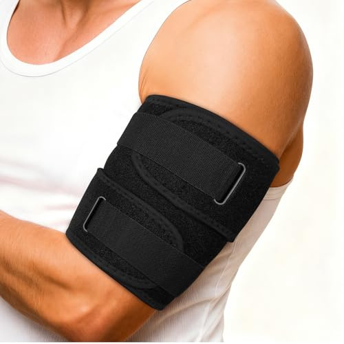flintronic Attelle de Compression pour Tendinite et Triceps, Manchon de Compression Bras Réglable, Brassard pour le Haut du Bras, le Soulagement de la Douleur, les élongations Musculaires