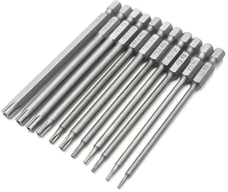 100mm Torx Screwdriver Bit Sets, 11pcs Star Magnetic Screwdriver Bits Set T6-T40 1/4 Inch S2 Steel Security Torx Screwdrivers Impact Driver Bit Set