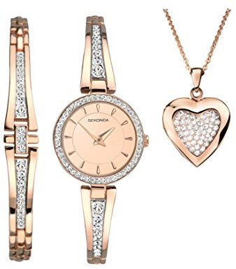 SEKONDA Womens Analogue Classic Quartz Watch with Rose Gold Strap 2533G.89