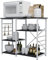 sogesfurniture Estantería de Cocina, Estante para microondas, Armario de Cocina, Nivel de Apoyo de Cocina, Estante Abierto de pie con Ganchos, 90 x 40 x 83 cm, Estructura metálica, Nogal Negro