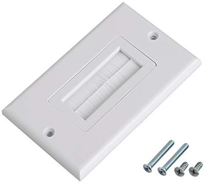 Maxmoral 1pc Brush Wall Plate Multi-Function Single Port Cover Outlet Wall Mount Multimedia Panel White