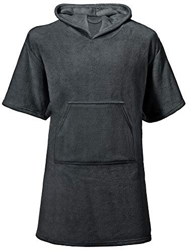 CelinaTex Happyfun Poncho lang 80 x 110 cm anthrazit Mikro-Flanell Badeponcho Mikrofaser Surfponcho Handtuch