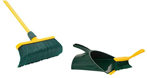 Krallenbesen Set 40 cm Kunststoff mit Teleskopstiel Kehrgarnitur gebogenen Borsten Gartenbesen Straßenbesen Kehrbesen (Besen + Kehrschaufel Set Krallenhandfeger, 40 cm)