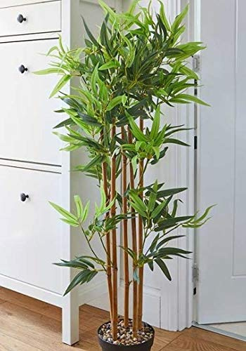 Garden Mile 4ft Artificial House Plant 120cm Fake Bamboo Tree in Pot Realistic Potted Plant for Home Office Indoor Home Decoration Faux Tropical Plants Large Fake Tree