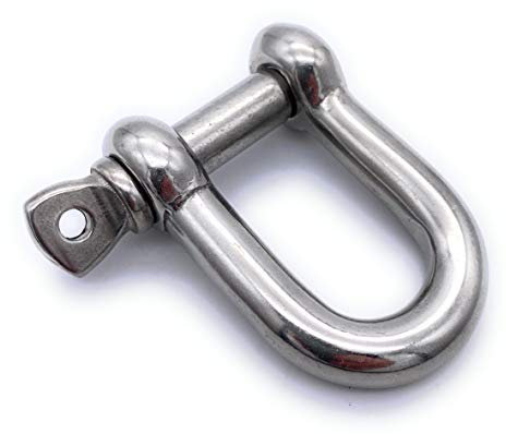 5 Stk. V4A Edelstahl Schäkel Ø 8 mm gerade kurze Form | EINGEPRÄGTE Tragfähigkeit (WLL): 625kg [Größe Wählbar 4-20 mm] (8mm)