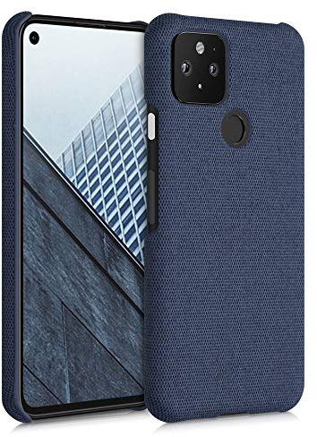 kwmobile Coque Compatible avec Google Pixel 5 - Coque Housse de Protection en Tissu Textile - Bleu foncé